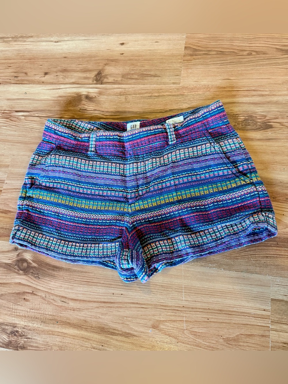 GAP Purple Blue Multicolor Striped Women’s Woven Shorts